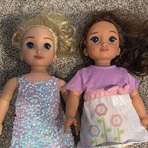 Disney Doll Set with Sequin and Floral Outfits. Disney ILY brand 18” dolls